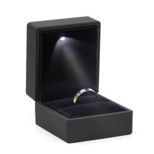 Luksus Armbånd Æske Firkantet Bryllups Vedhæng Ring Etui Smykke Gaveæske med LED Lys til Frieri Forlovelse Bryllup