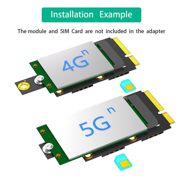 Mini M.2 Key B - PCIE-sovitin kahdella korttipaikalla 3G/4G/5G-moduulille