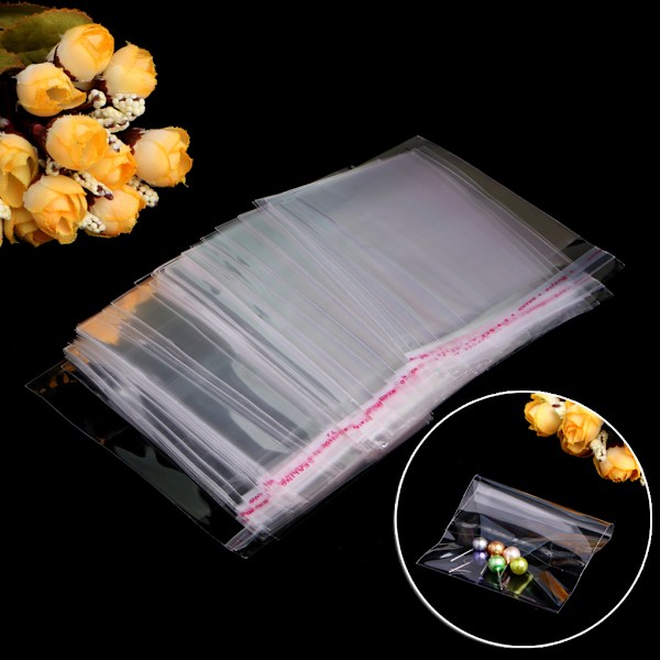 100 st klar plast OPP-påsar Självhäftande förseglingspåse Transparent presentförpackningspåsar Vattentäta förpackningspåsar Hållbar
