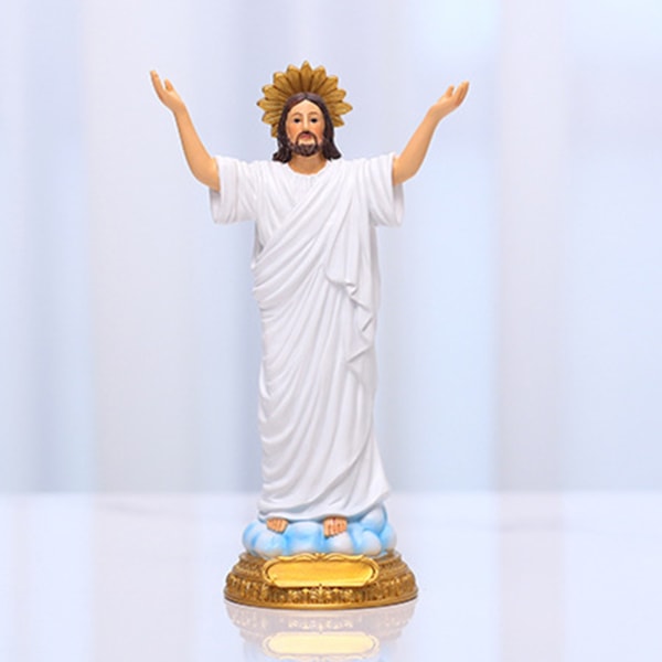 8,86 tum lång Jesus-staty Helig återfödelse Figur Resin Skulptur Påskdekor