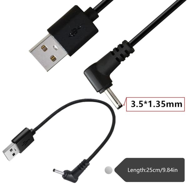 25 cm USB til DC5V strømkabel USB2.0 hann til DC3.5mmx1.35mm hann strømledning