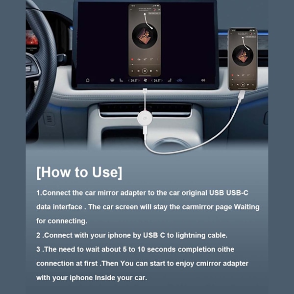 Car Play -peilausdongle puhelimen autonäytön peilausadapterille, tukee navigointia