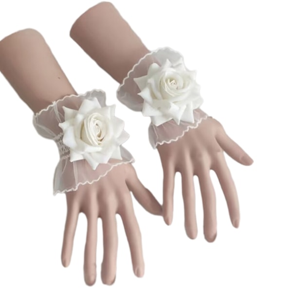 Vintage Gjennomsiktige Blomstrete Blondehanskeletter Y2K Hanskeletter Rose Blonde Mansjett