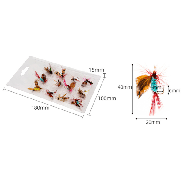 12st/ set insekter flugor flugfiske lockbeten hög kolstål krok fiskredskap med supervässad vev krok lockbete