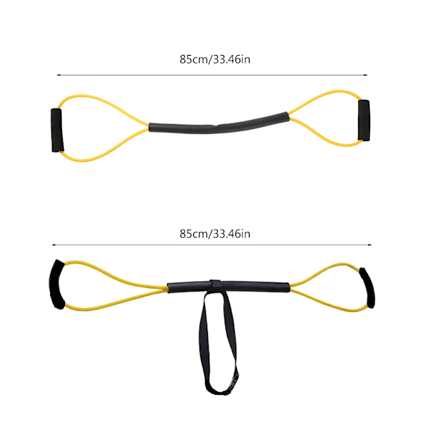Figur 8 Motståndsträningsband, elastisk dragyoga spänningsrep Högpresterande träningsrör för kroppsstretching Yellow with belt 15lb