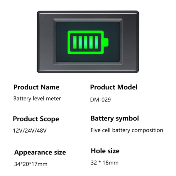 DC12V 24V 48V Golfvagn Batterimätare Batterikapacitet Spänningsindikator Batterimätare Sur Litiumbatteriindikator