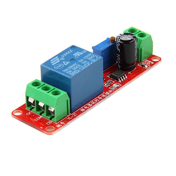 12V NE555 Oscillator Fördröjning Justerbar Timer Relä Switch Modul 0-10 Sekunder