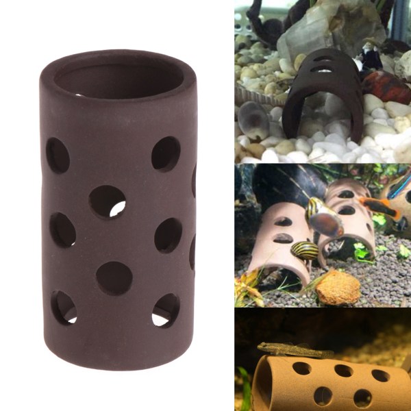 Keramik Akvarium Dekoration Mini Tube Grotta med hål Säker prydnad Fisk till tank Landskap Tillbehör Betta Fish Hideo