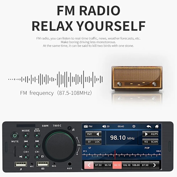Autostereo Yksittäinen Din MP5 Soitin Autoradio Vastaanotin