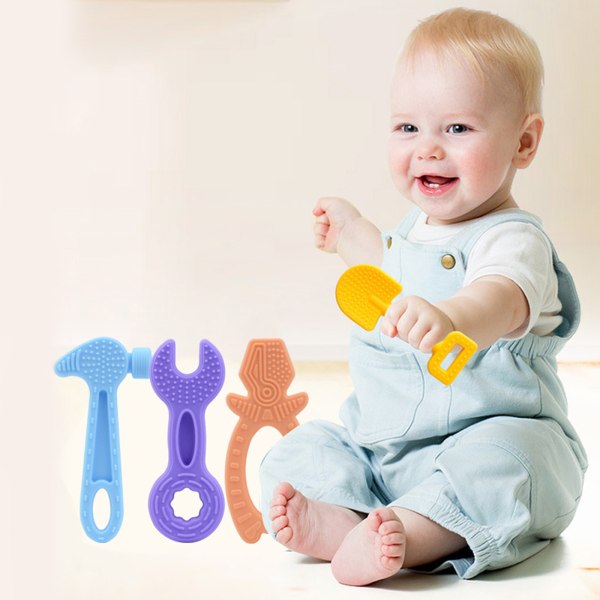 4st Baby Tugg Leksaker Set Silikon Baby Tuggleksak för pojkar Flickor Sugbehov