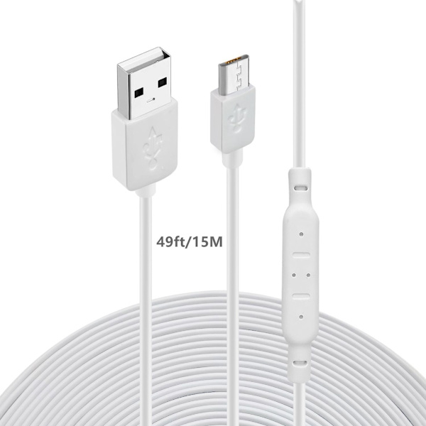 Superlång USB till Micro USB -laddningskabel för termometer/kamera Lång hållbar laddarkabel 393,7 tum/590,55 tum 15m