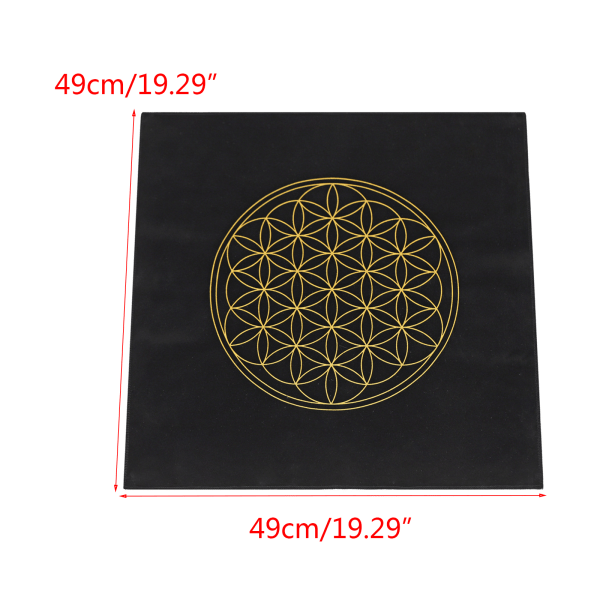 Tarotkort bordsduk Flower of Life Divination Altarduk Praktisk spådomsduk för w/ Tarotpåse för Couns Black B