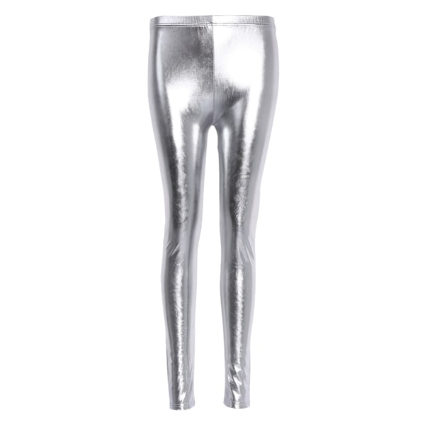 Leggings för kvinnor med hög midja träningsleggings magkontroll yogabyxor glänsande silver gyllene leggings byxor med hög midja Silver