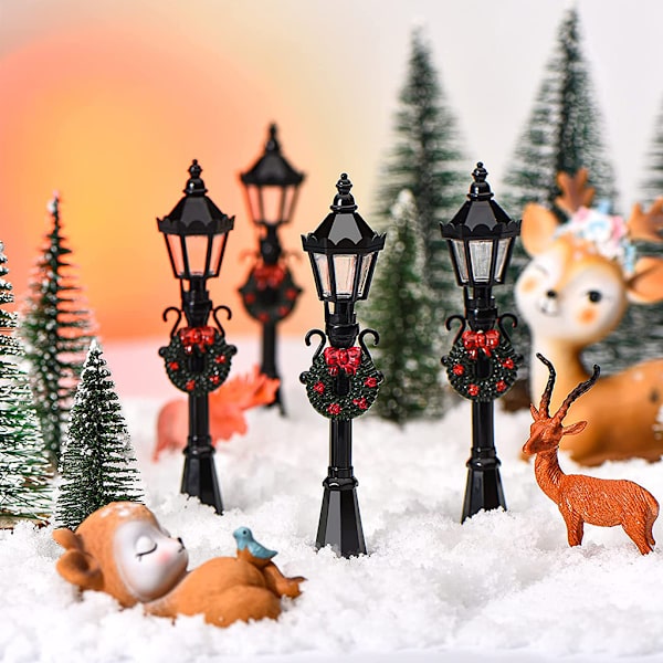 Jul Mini Gatulampa Skrivbordsdekorationer Miniatyrfigurer Julfigurer Dekorationer Dockhustillbehör