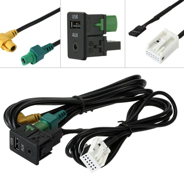 Erstatning AUX USB-brytere Port Socket USB AUX-brytere Plugg med kabel
