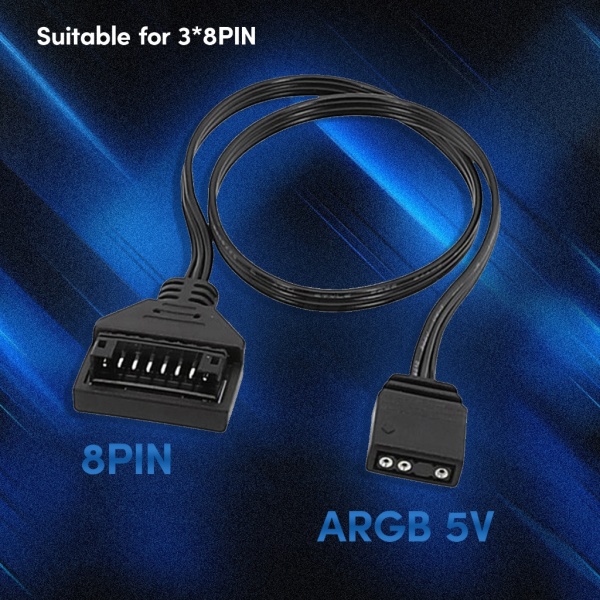 ARGB Adapter Kabel 5V 3pin till ARGB 5V 8Pin/6Pin Hane Adapter Kabel Förbättrar din belysningslösning 30 cm lång ersättning 6pin