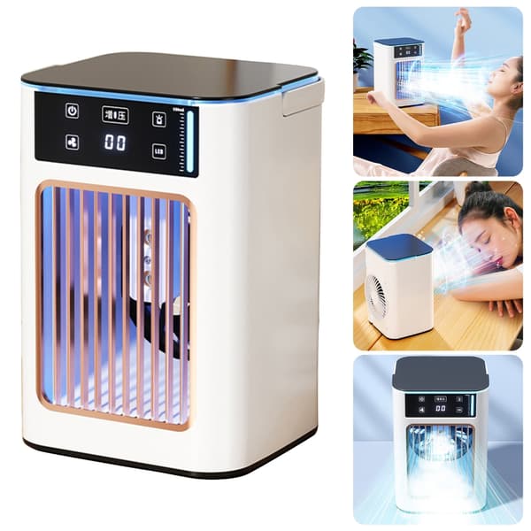 Miniature Desktop Luftfugtende Aircondition Ventilator USB Genopladelig Køleventilator