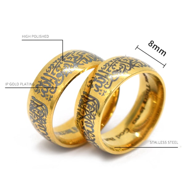 för titan stålringar Fashionabla koranen meddelanderingar muslimska religiösa knogringar islamisk arabisk gud ring smycken Silver - 8
