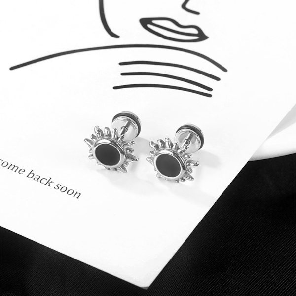 Små silver örhängen med platt baksida Mini solliknande örhängen Diameter 12 mm Hypoallergena unisex örhängen set