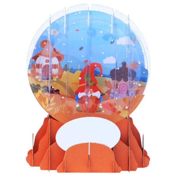 Ansiktslös docka pop-up festligt kort med kuvert Thanksgiving Day gratulationskort 3D kristallkula meddelandekort prydnad