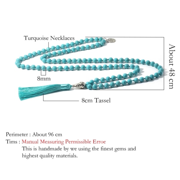 Gems Necklace 108 Handknuten 8mm Ädelsten Runda Pärlor Tofsar Pärlor Halsband Meditation Buddhism Bön för helande