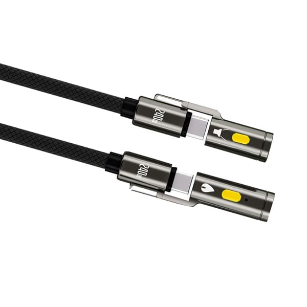 Stor effekt 240W Typ C dataöverföringskabel med LED-ljusfunktion för camping 2m