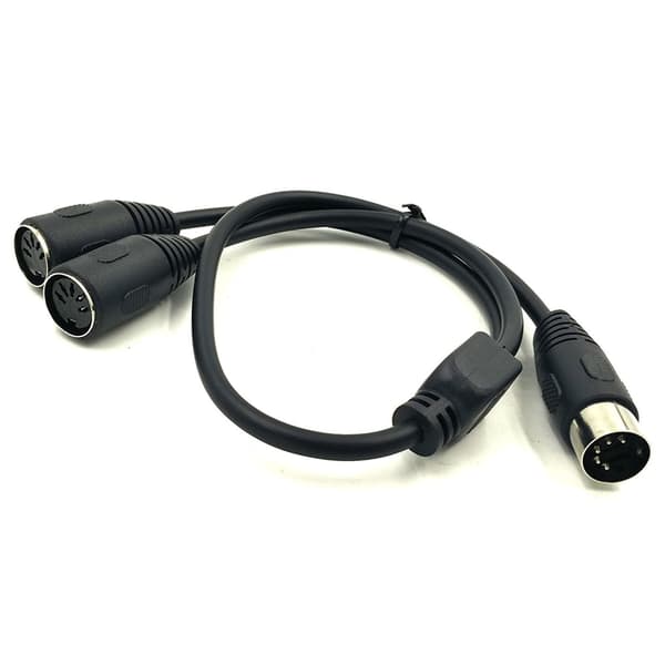 MIDI 5-bens han til dobbelt hun lydadapterkabel til MIDI-keyboards guitar
