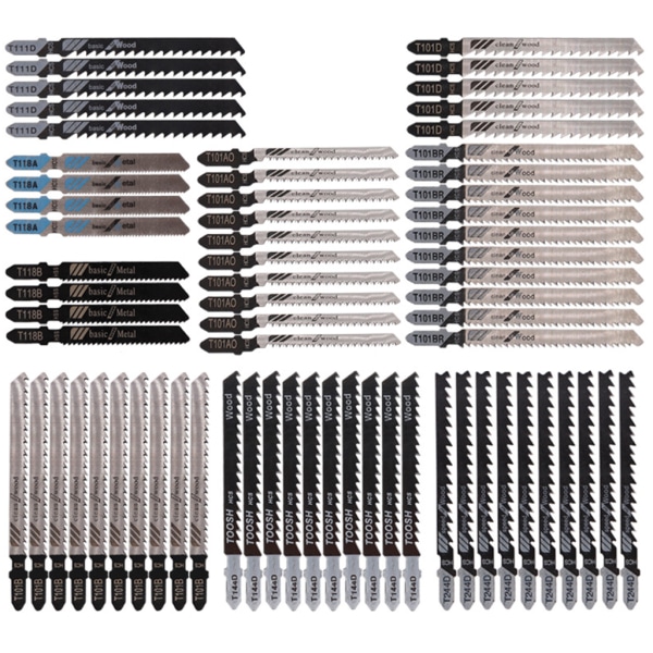 68 st sticksågsblad Set Multifunktionssticksågblad för trä Plast Metall Snabb och ren träkapning Snabbkoppling