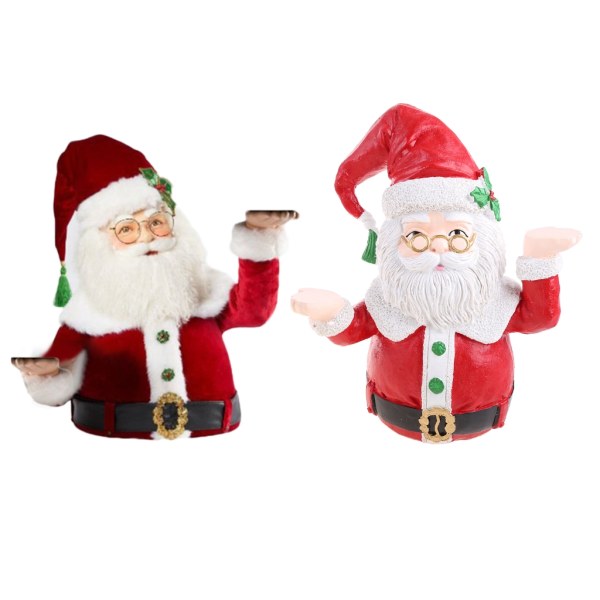 Christmas Santa Claus Staty Holding Snack bricka Resin Skulptur Godsaker Hållare null - Bring a plate Leaning back