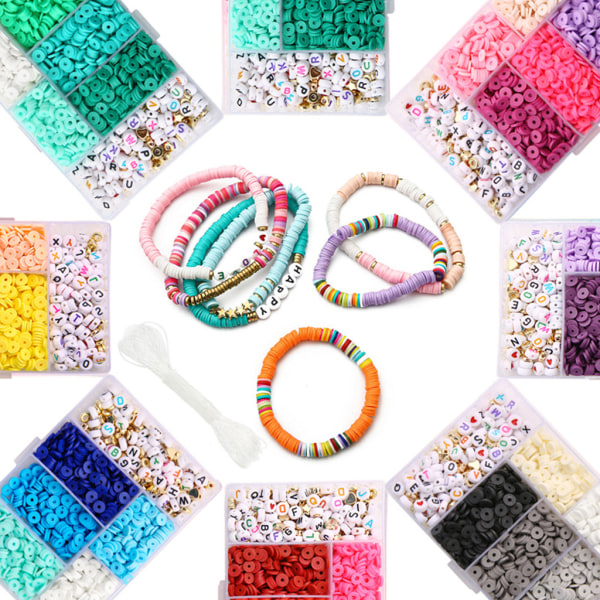 Mjuka keramiska Flake Beads Armband Runda Spacer Beads Lösa pärlor Gör-det-själv-armband Beaded Mjuk keramisk tillbehör Boxed Purple