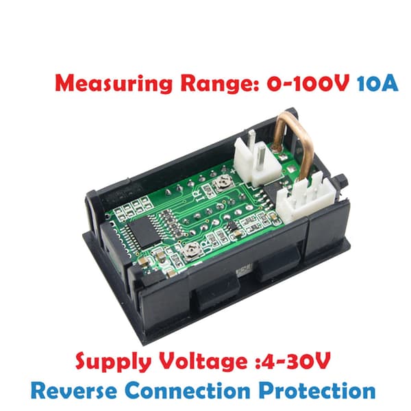 0,28 tommer Digital Voltmeter Ammeter DC 100V 10A Amp Spænding Strøm Amp Meter