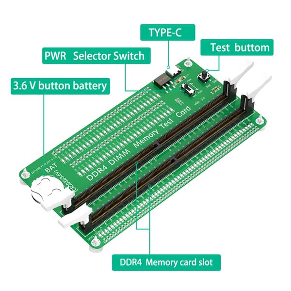 DDR4 DIMM Minnetester, Stasjonær Datamaskin DDR4 Minnetestkort med LED