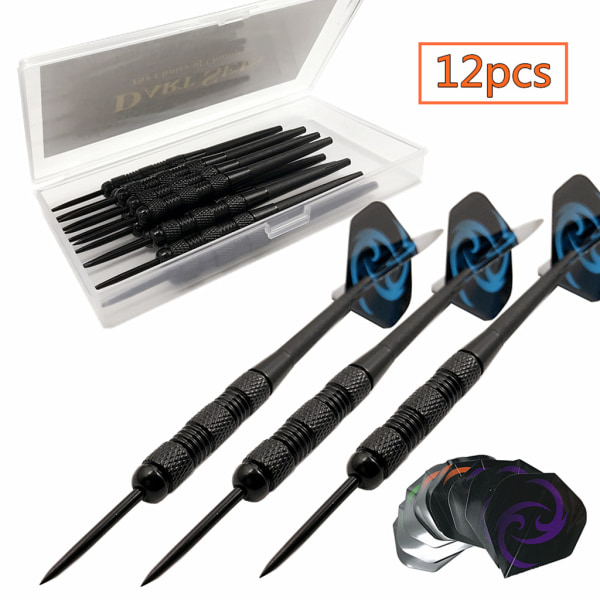 12 st/förpackning Dartset Dartpilar Professionell Stålspets Plastskaft Dartpilar Stålspetsar Set För Darttavla Tillbehör