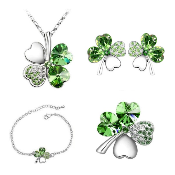 4 delar fyrklöverhänge Hjärta Kristallberlock för DIY Armband Brosch Smycken Valentines Berlock Lucky Ornament