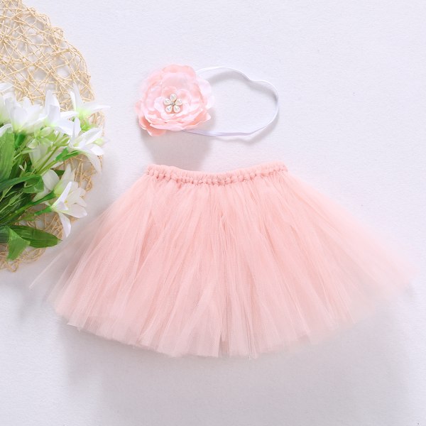 2st Nyfödd fotografi rekvisita Baby Girls Princess Tutu Kjol Pannband Flickor Foto Pettiskirt Fotografia Accessoarer