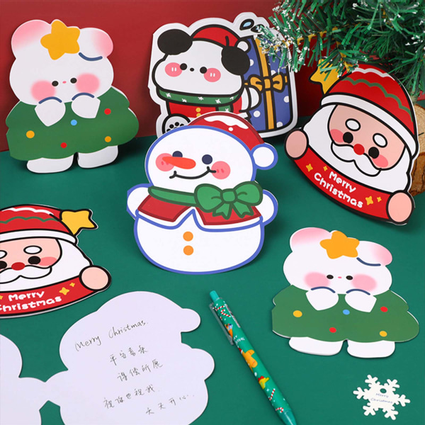 10 st DIY gratulationskort Specialformad del Merry Christmas Kit Santa Claus Xmas Postcar D