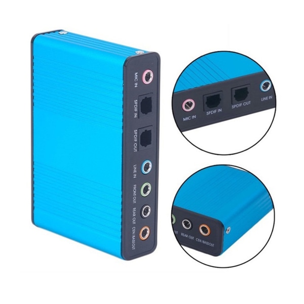 USB 6-kanals 5.1/7.1 Surround Externt ljudkort PC Bärbar stationär surfplatta Ljud optisk adapter Kort Inspelning K-låt