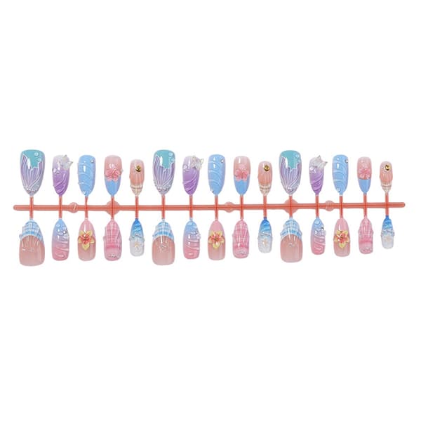3D Blomster Press On Manicure Sæt med 30 Stykker og 15 Størrelser Æske