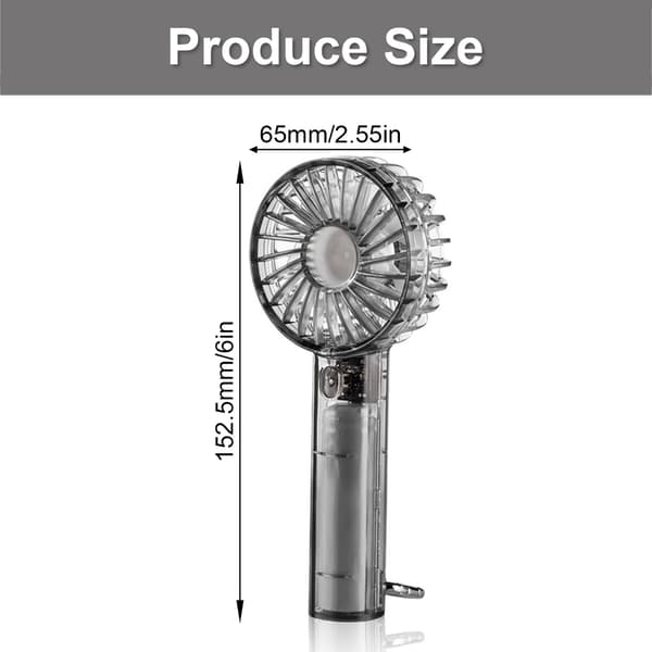 Kraftfuld håndholdt ventilator til studerende og rejsende, transparent lommeventilator