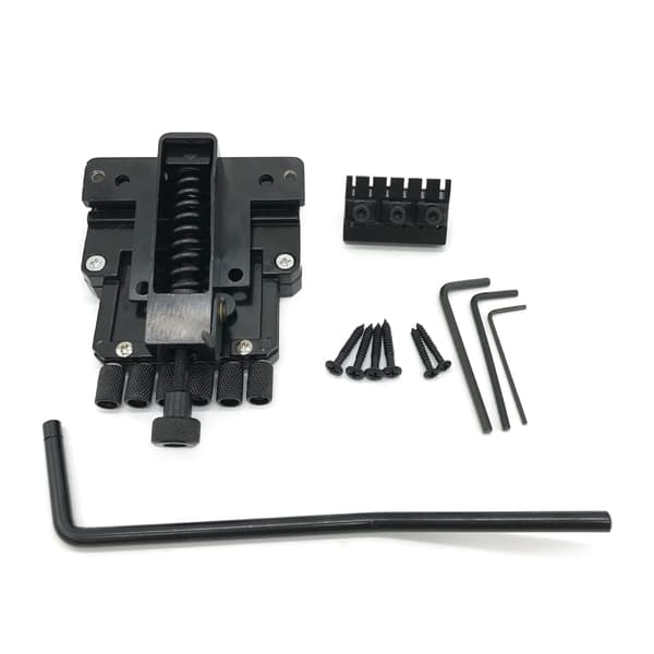 Svart elektrisk gitarr Tremolo Bridge med Bar 6 Strings Sadel Headless Guitar Bridge Tillbehör Lätt att installera