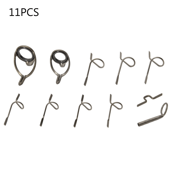 11 stycken flugspöguide set fiskespets reparationssats hård orm guide spets krok kast spö guide fiske reparation kit Gun Color