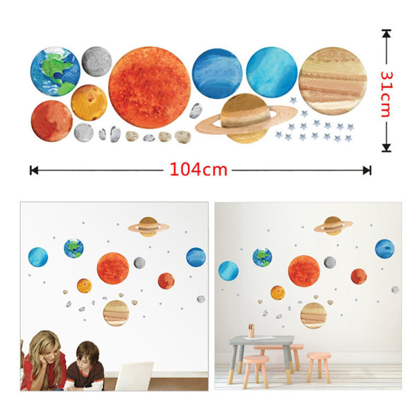 Solar System Star Planets Väggklistermärken för Barnrum Vardagsrum Heminredning 28CM