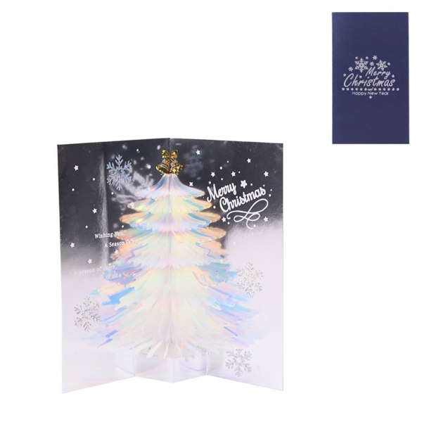 3D pop-up julhälsningskort Träd Handgjorda julkort med kuvert Blue