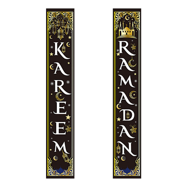 2 kpl Eid Mubarak -kuisti bannerille Ramadan Kareem -etuoven lippu riippuva kyltti De