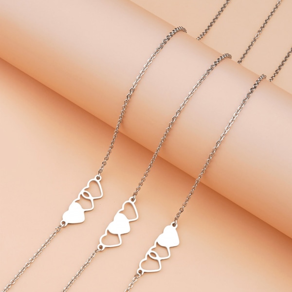 4/3/2 st Heart Best Friend Halsband för 3 Kvinnor Tonåringar Flickor Vänskap Armband Set Syster Smycken Present Silver null - Two piece set