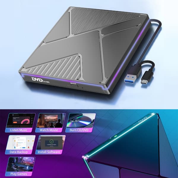 Extern Diskbrännare USB3.0 Bränner Snabbt För Stationära Bärbara Datorer