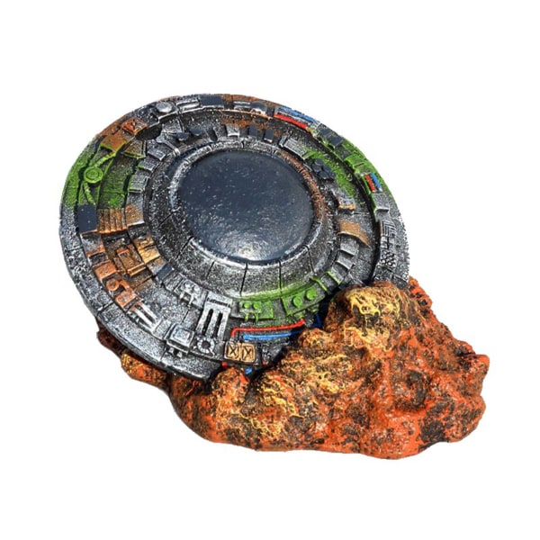 Akvarium UFO Dekorationer Fisk för Akvarium Ornament Små Harts Sänkt Rymdskepp för Sötvatten Saltvatten Betta Akvarier Dekor