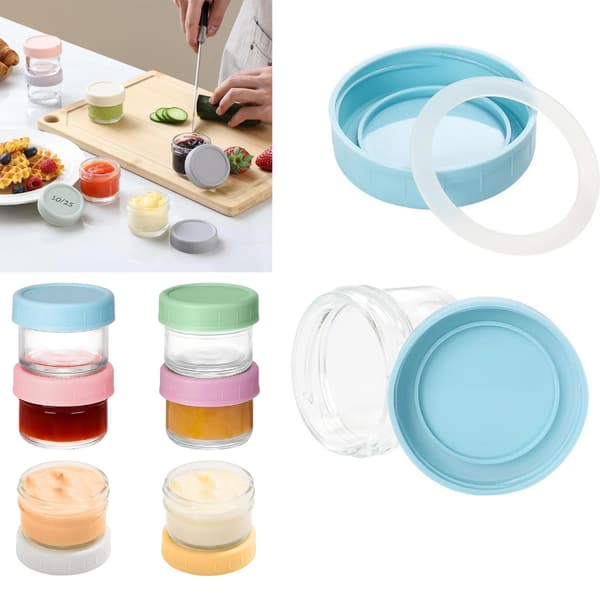 6 stk. multifunksjonelle glassbeholdere for saus, designet for variert bruk