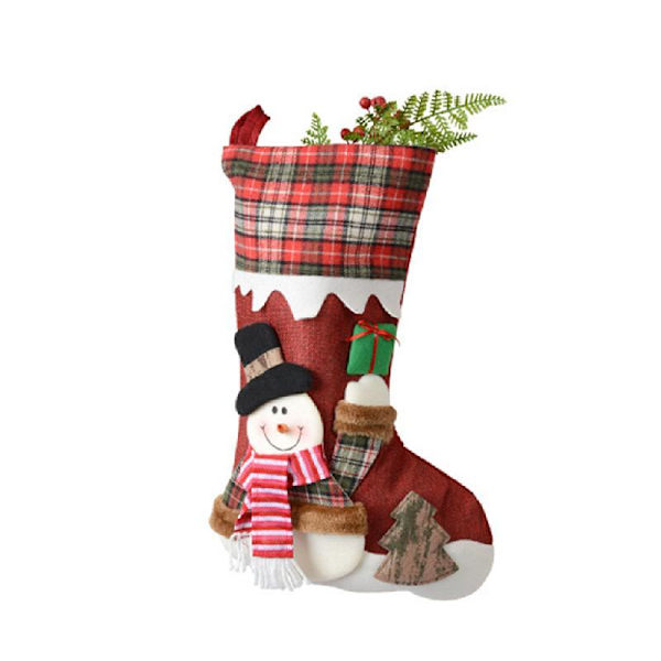 Julstrumpa 48 cm Stora Sockor Tomte Snögubbe Ren Gåva Godisväska Dekor