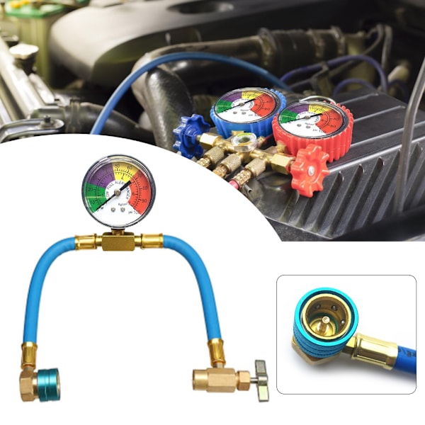 Bil Aircondition R134A Kølemiddel Slange Trykmåler Kit 100PSI Slange